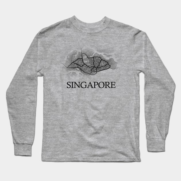 Singapore State Map - Cartography Artwork Long Sleeve T-Shirt by SPAZE